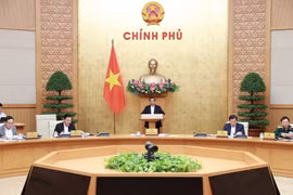 Thủ tướng Phạm Minh Chính chủ trì phiên họp Chính phủ chuyên đề về xây dựng pháp luật tháng 3/2023. (Ảnh: Dương Giang/TTXVN)