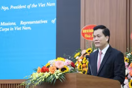 Thứ trưởng Bộ Ngoại giao Hà Kim Ngọc phát biểu tại buổi lễ. (Nguồn: Thời Đại)