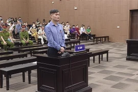 Bị cáo Phạm Thanh Hải tại phiên tòa. (Ảnh: Kim Anh/TTXVN)