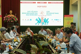 Lễ công bố Giải Vô địch Bóng bàn Quốc gia Báo Nhân Dân lần thứ 42. (Ảnh: Việt Anh/Vietnam+)