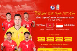 Giá vé chính thức của trận đấu Việt Nam gặp Indonesia trong khuôn khổ lượt về Vòng loại thứ Hai World Cup 2026 khu vực châu Á. (Ảnh: VFF)