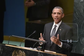 Tổng thống Mỹ Barack Obama phát biểu tại Đại Hội đồng Liên hợp quốc. (Nguồn: AFP/TTXVN)