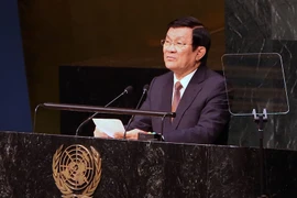 Chủ tịch nước Trương Tấn Sang phát biểu tại phiên khai mạc Hội nghị Thượng đỉnh Liên hiệp quốc. (Ảnh: Nguyễn Khang/TTXVN)