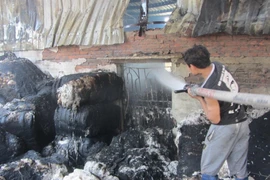 Thái Bình: Cháy lớn ở xưởng bông tại khu công nghiệp Phúc Khánh