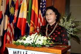 Phó Chủ tịch Quốc hội Nguyễn Thị Kim Ngân, Chủ tịch Hội Hữu nghị Việt Nam-Cuba phát biểu tại lễ khai mạc. (Ảnh: An Đăng/TTXVN)