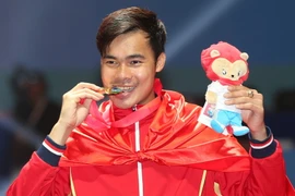 Kiếm thủ Nguyễn Tiến Nhật. (Ảnh: Quốc Khánh/TTXVN)