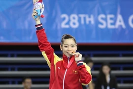 Hà Thanh tiếp tục giành huy chương vàng. (Ảnh: Quốc Khánh/TTXVN)