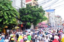 Đường Kim Ngưu đoạn giao với đường Trần Khát Chân, Lò Đúc thường xuyên xảy ra tình trạng ùn tắc giao thông. (Ảnh: Quang Quyết​/TTXVN)
