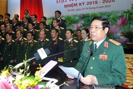 Bộ trưởng Bộ Quốc phòng Phùng Quang Thanh phát biểu bế mạc Đại hội. (Ảnh: Trọng Đức​/TTXVN​)