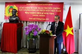 Trương Hòa Bình, Chánh án Tòa án Nhân dân Tối cao phát biểu tại Lễ kỷ niệm. (Ảnh: Vũ Toàn-Phạm Duy/Vietnam+)