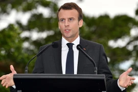Tổng thống Emmanuel Macron tại cuộc họp báo sau cuộc gặp với Thủ tướng Australia Malcolm Turnbull ở Sydney. (Nguồn: AFP/TTXVN)