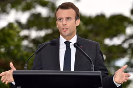 Tổng thống Emmanuel Macron tại cuộc họp báo sau cuộc gặp với Thủ tướng Australia Malcolm Turnbull ở Sydney. (Nguồn: AFP/TTXVN)
