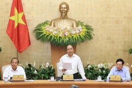 Thủ tướng Nguyễn Xuân Phúc phát biểu tại phiên họp. (Ảnh: Thống Nhất/TTXVN)