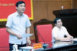 Ông Đặng Trọng Thăng, Phó Bí thư thường trực Tỉnh ủy, Trưởng ban chỉ đạo về công tác tôn giáo, tín ngưỡng và nhân quyền tỉnh Thái Bình phát biểu hội nghị. (Ảnh: Thế Duyệt/TTXVN)