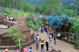 Du khách tham quan Thung lũng Tình yêu. (Ảnh: Đặng Tuấn/TTXVN)