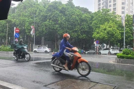 Mưa dông tại Hà Nội. (Ảnh: Huy Khánh/Vietnam+)