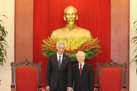 Tổng Bí thư Nguyễn Phú Trọng tiếp Thủ tướng Singapore Lý Hiển Long. 