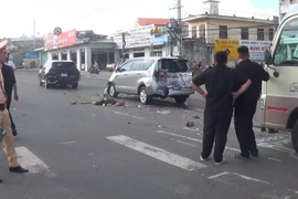 Hiện trường vụ tai nạn. (Ảnh: Lê Xuân/TTXVN)