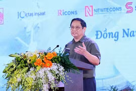 Thủ tướng Phạm Minh Chính phát biểu tại lễ khởi công. (Ảnh: Dương Giang/TTXVN)