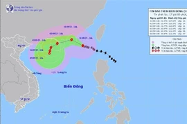 Hướng di chuyển của bão hồi 16 giờ chiều 31/8. (Ảnh: TTXVN phát)