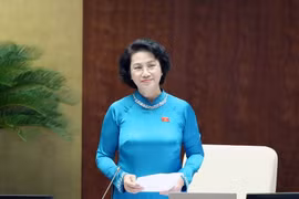 Chủ tịch Quốc hội Nguyễn Thị Kim Ngân phát biểu bế mạc Phiên họp chất vấn và trả lời chất vấn tại Kỳ họp thứ hai, Quốc hội khoá XIV. (Ảnh: Phạm Kiên/TTXVN)