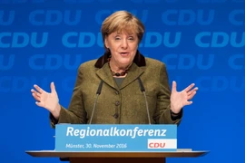 Thủ tướng Đức Angela Merkel tại một cuộc họp ở Muenster, Đức ngày 30/11. (Nguồn: EPA/TTXVN)