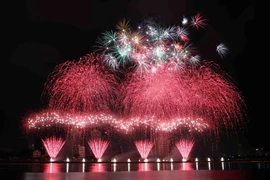 Trình diễn bắn pháo hoa tại Cuộc thi trình diễn pháo hoa Quốc tế Đà Nẵng năm 2015. (Ảnh: Trần Lê Lâm/TTXVN).