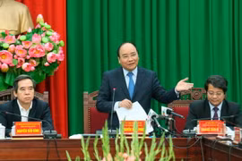 Thủ tướng Nguyễn Xuân Phúc phát biểu tại buổi làm việc. (Ảnh: Thống Nhất/TTXVN)