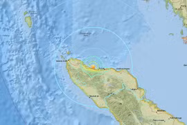 Vị trí tâm chấn động đất. (Nguồn: earthquake.usgs.gov)