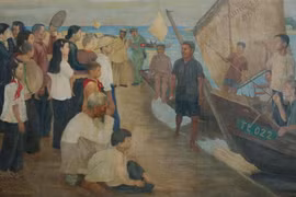 Tác phẩm "Tìm gặp người thân" do họa sỹ Văn Giáo vẽ năm 1958. (Nguồn: gia đình họa sỹ Văn Giáo)