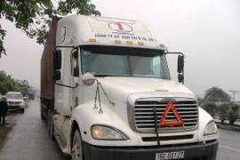 Một lượng lớn xe container hoạt động nhưng đa phần đều không có giấy phép kinh doanh. (Ảnh: Việt Hùng/Vietnam+)