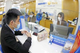 Khách hàng làm thủ tục vay vốn tại Ngân hàng TMCP Bảo Việt. (Ảnh minh họa: Trần Việt/TTXVN)