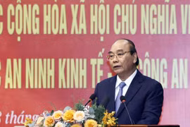 Chủ tịch nước Nguyễn Xuân Phúc phát biểu chỉ đạo buổi làm việc. (Ảnh: Thống Nhất/TTXVN)