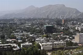 Thủ đô Kabul của Afghanistan nhìn từ trên cao, ngày 15/8/2021. (Ảnh: AFP/TTXVN)