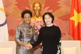 Chủ tịch Quốc hội Nguyễn Thị Kim Ngân tiếp bà Michaelle Jean. (Ảnh: Trọng Đức/TTXVN)
