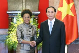 Chủ tịch nước Trần Đại Quang tiếp Tổng Thư ký OIF Michaelle Jean. (Ảnh: Nhan Sáng/TTXVN)