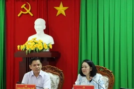 Bà Trương Thị Mai phát biểu tại buổi làm việc. (Ảnh: Trung Hiếu/TTXVN)