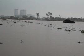 Mực nước trên sông Đồng Nai tại khu vực thành phố Biên Hòa đang lên cao ở mức báo động 2. (Ảnh: Sỹ Tuyên/TTXVN)