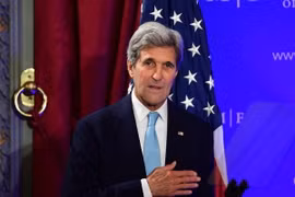 Ngoại trưởng Mỹ John Kerry phát biểu trong một hội nghị ở thủ đô Brussels, Bỉ. (Nguồn: AFP/TTXVN)