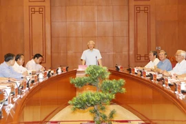 Tổng Bí thư Nguyễn Phú Trọng, Trưởng Ban Chỉ đạo Trung ương về phòng, chống tham nhũng phát biểu tại cuộc họp. (Ảnh: Trí Dũng/TTXVN)