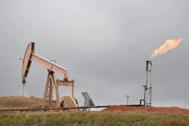 Hệ thống khai thác dầu mỏ gần Williston, North Dakota, Mỹ ngày 6/9/2016. (Nguồn: AFP/TTXVN)