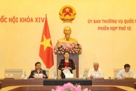 Chủ tịch Quốc hội Nguyễn Thị Kim Ngân chủ trì và phát biểu khai mạc Phiên họp thứ 12 của Ủy ban Thường vụ Quốc hội khóa XIV. (Ảnh: Trọng Đức/TTXVN)