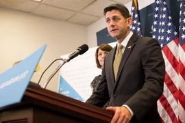 Chủ tịch Hạ viện Mỹ Paul Ryan tại cuộc họp báo sau phiên bỏ phiếu của Hạ viện ở Washington, DC ngày 26/7. (Nguồn: EPA/TTXVN)