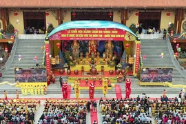 Quang cảnh lễ khai hội Xuân chùa Ba Vàng 2019. (Ảnh: TTXVN)