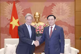 Chủ tịch Quốc hội Vương Đình Huệ tiếp ông Michael Arthur, Phó Chủ tịch cấp cao Tập đoàn Boeing kiêm Chủ tịch phụ trách Boeing toàn cầu. (Ảnh: Doãn Tấn/TTXVN)