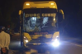 Hiện trường vụ tai nạn tại Bình Định ngày 2/5. (Ảnh: TTXVN phát)