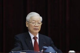 Tổng Bí thư Nguyễn Phú Trọng phát biểu khai mạc Hội nghị. (Ảnh: Phương Hoa/TTXVN)