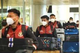 Các cầu thủ U23 Indonesia tới Việt Nam tham dự SEA Games. (Ảnh: Tuấn Anh/TTXVN)