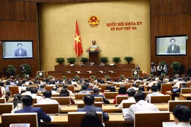 Bộ trưởng Bộ Giao thông vận tải Nguyễn Văn Thể trình bày Tờ trình tổng kết, đánh giá tổng thể tình hình thực hiện Nghị quyết số 66/2013/QH13 và kế hoạch triển khai dự án đường Hồ Chí Minh giai đoạn tiếp theo. (Ảnh: Doãn Tấn/TTXVN)