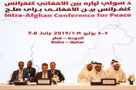 Các đại biểu tại vòng đàm phán hòa bình Afghanistan ở Doha, Qatar. (Ảnh: AFP/TTXVN)